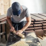 Close-up of beautifully crafted woodworking with intricate lighthouse patterns
