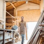 Image: Close-up of lumber woodworking materials showcasing various types of wood grain and textures