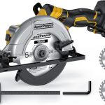 Brushless Cordless Circular Saw, for DeWalt 20V Max Battery, 6-Inch Aluminum Alloy Blade, 5900 RPM, 4.2 Lbs Lightweight, Cutting Depth 2-1/20" (90°), 0-90° Bevel, Hex Wrench, Rip Guide, for Wood, PVC 61On3UJm5uL._AC_SL1300_.jpg