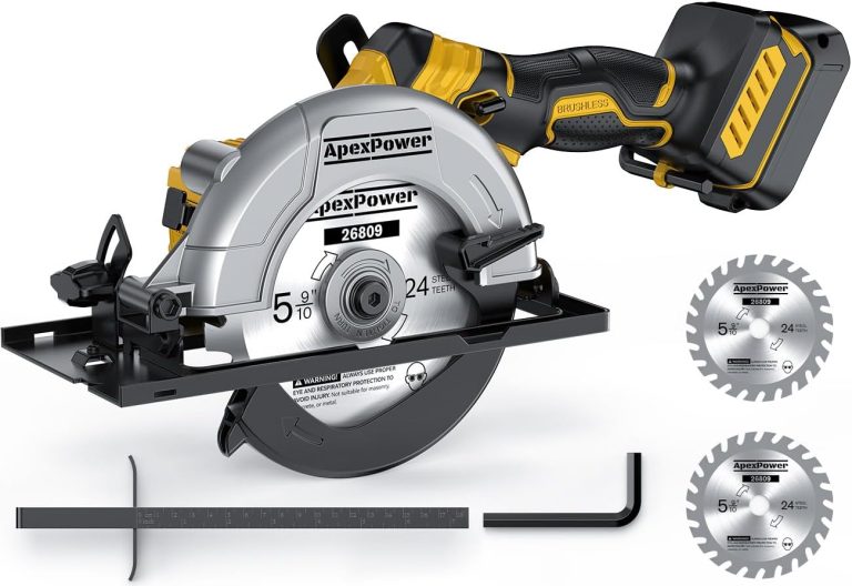 Brushless Cordless Circular Saw, for DeWalt 20V Max Battery, 6-Inch Aluminum Alloy Blade, 5900 RPM, 4.2 Lbs Lightweight, Cutting Depth 2-1/20" (90ยฐ), 0-90ยฐ Bevel, Hex Wrench, Rip Guide, for Wood, PVC 1 61On3UJm5uL. AC SL1300